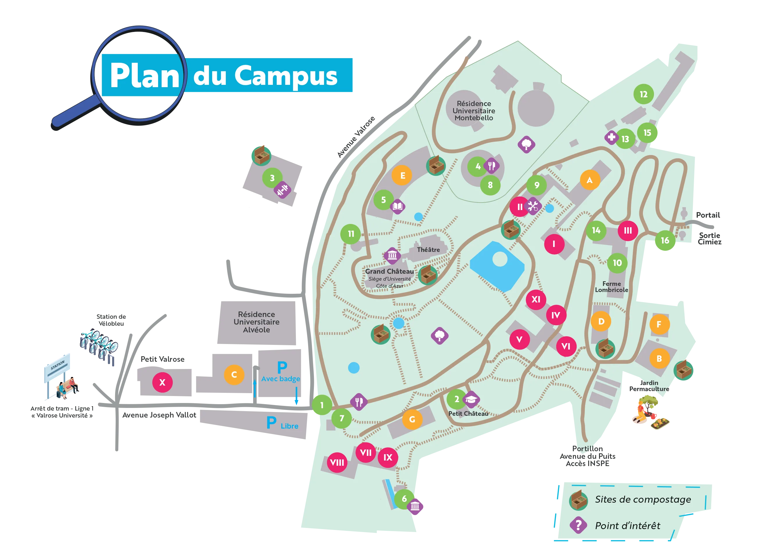 Plan officiel du campus Valrose